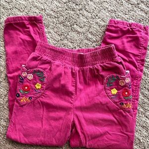 Mini Boden Pink Corduroy Kids Bottoms with Floral Embroidery sz 6Y